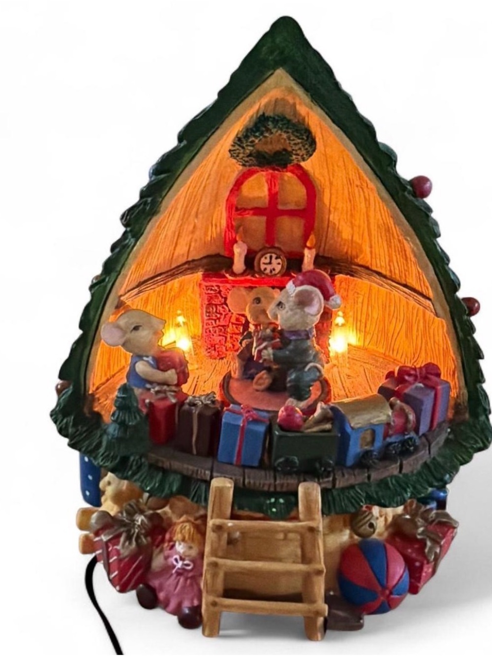 Vtg San Francisco Music Box Co Deck the Halls Mouse Family Christmas Figurine